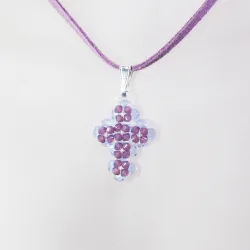 Pendant 45cm - Noga-Mauve Suedine - Pendant 45cm - Laiton argenté